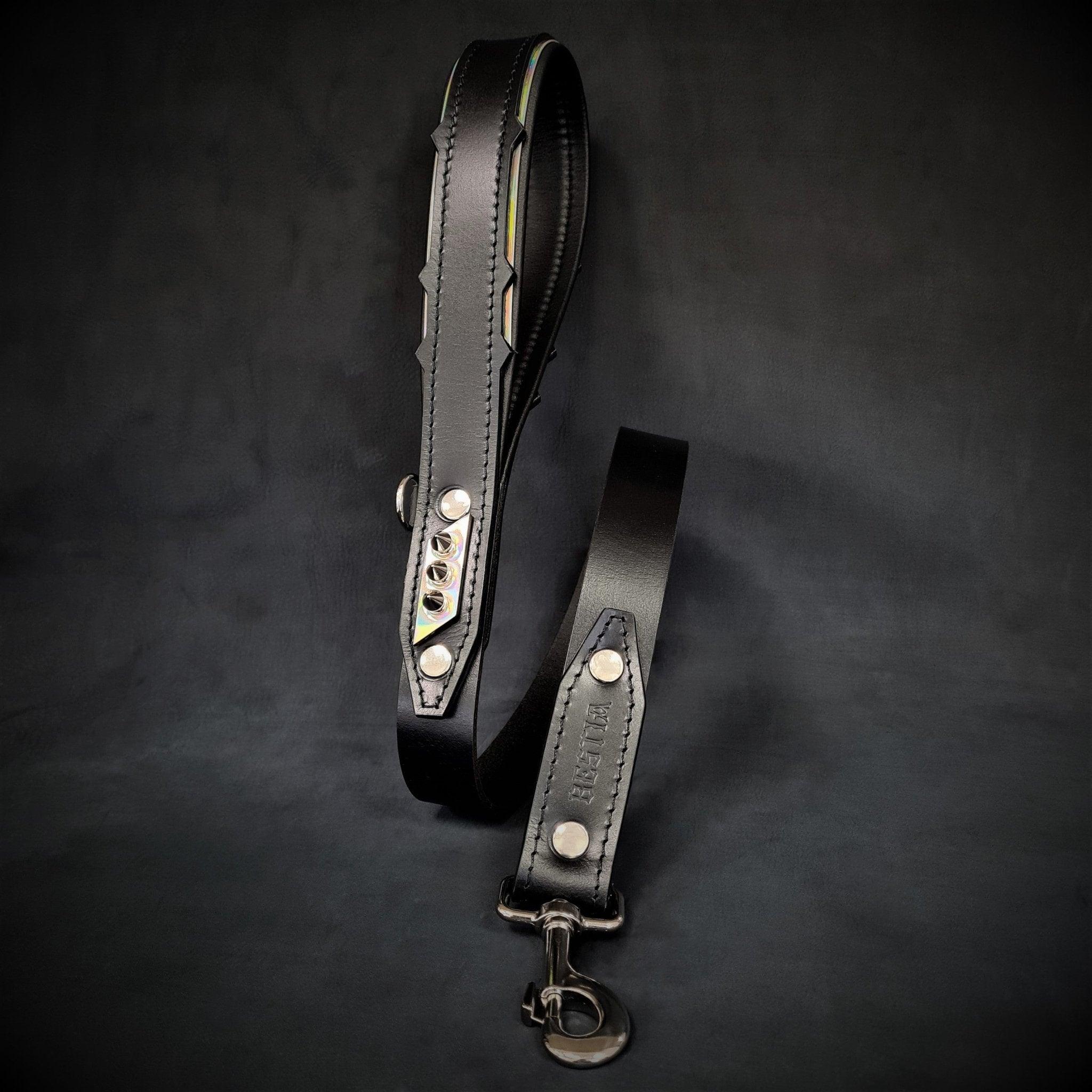 Correa Midas plateado para perros, Negro y Plateado